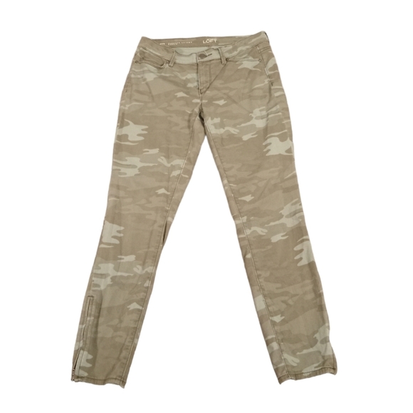 Loft Modern Skinny Ankle Green Camouflage Jeans Size 27/4 - Picture 1 of 6